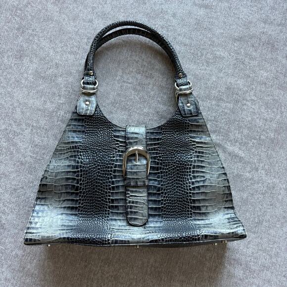 Anthropologie Handbags - Grey Crocodile Effect Shoulder Bag